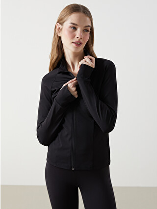 XSIDE ACTIVE Siyah Düz Kadın Fermuarlı Sweatshirt - S32975Z8-CVL | LCW