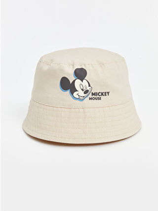 LC Waikiki Ekru Mickey Mouse Baskılı Kız Bebek Bucket Şapka