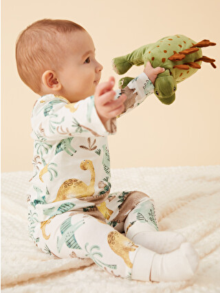 LCW baby Bisiklet Yaka Dinozor Baskılı Erkek Bebek Pijama Takım