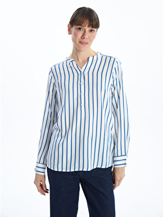 LCWAIKIKI Classic Notch Neck Striped Women's Blouse - S52363Z8-LEN