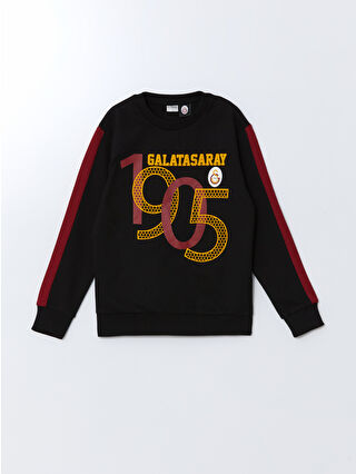 LC Waikiki Siyah Bisiklet Yaka Galatasaray Baskılı Erkek Çocuk Sweatshirt