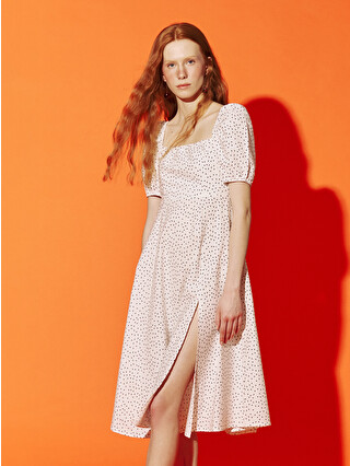 XSIDE Square Neck Polka Dot Dress - S52697Z8-Q6K | LC Waikiki