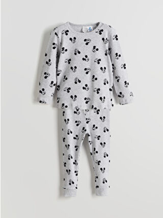 LC Waikiki Gri Mickey Mouse Baskılı Erkek Bebek Pijama Takımı