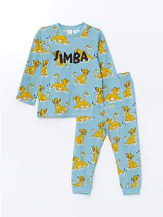 LC Waikiki Mavi Bisiklet Yaka Aslan Kral Baskılı Erkek Bebek Pijama Takımı