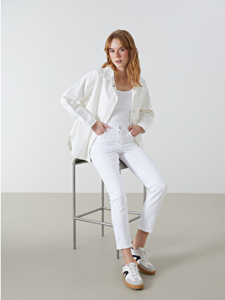 XSIDE Beyaz Slim Mom Kadın Jean Pantolon - S53098Z8-Q6K | LCW