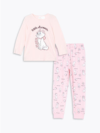 LC Waikiki Pembe Bisiklet Yaka Baskılı Kız Çocuk Pijama Takımı