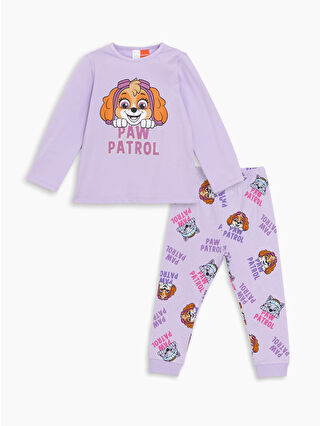 LC Waikiki Lila Bisiklet Yaka Paw Patrol Baskılı Kız Bebek Pijama Takım