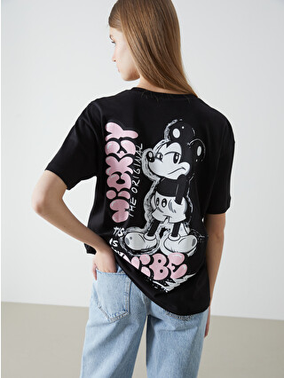 XSIDE Bisiklet Yaka Mickey Mouse Baskılı Kadın Tişört - S54969Z8