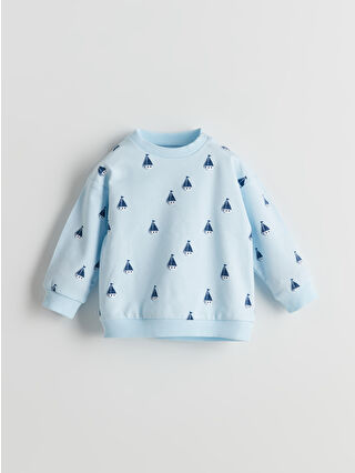 Açık Mavi Baskılı