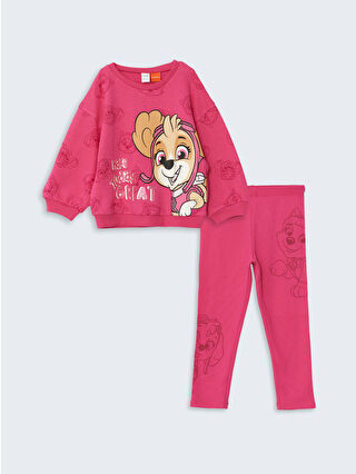 LC Waikiki Fuşya Paw Patrol Baskılı Kız Çocuk Sweatshirt ve Eşofman Alt 2'li