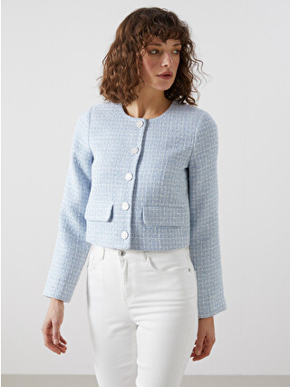 LCW Vision Crew Neck Textured Women's Tweed Jacket - S5BI51Z8-YFX
