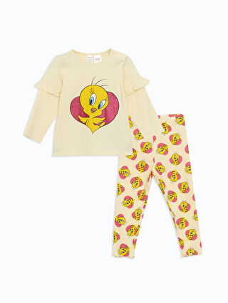 LC Waikiki Sarı Tweety Baskılı Kız Bebek Pijama Takımı