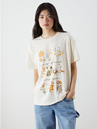 XSIDE Bisiklet Yaka Çiçekli Kadın Tişört -S5DL04Z8-FF7 | LCW