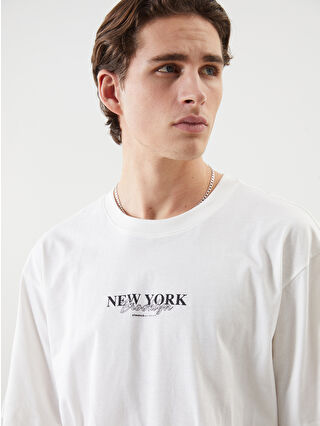 XSIDE Crew Neck New York Printed Jersey Men's T-Shirt -S5FD80Z8