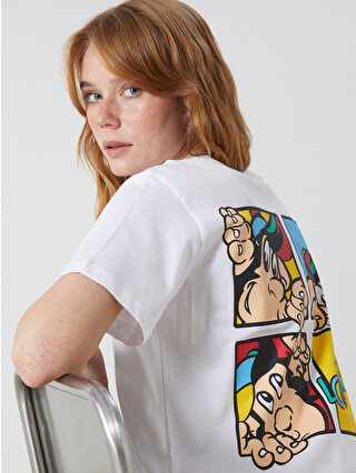 LCW ECO Crew Neck Nostalgic Monkey Printed Short Sleeve Women's T