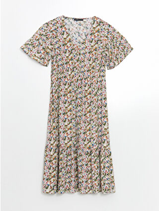 LCWAIKIKI Classic V-Neck Floral Tiered Dress -S5GO72Z8-F9C