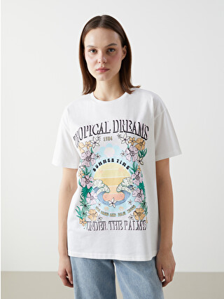 XSIDE Woman White T-shirt - S5GP41Z8-R9J | LC Waikiki