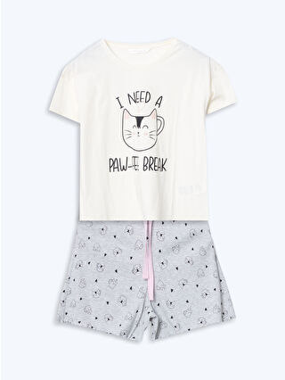 Grey Melange Printed