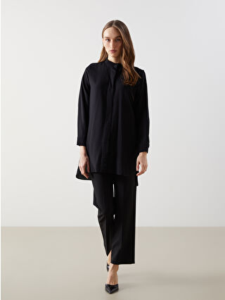 LCWAIKIKI Classic Siyah Hakim Yaka Kadın Gömlek Tunik - S5HE53Z8