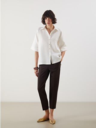 LCW Vision Oversize 100% Linen Women's Shirt - S5I339Z8-R9J | LC