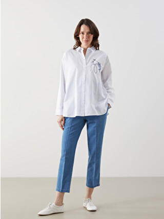 LAPINE BLEUE セーリング刺繍シャツ LCW Comfort Floral Poplin Women's Shirt - S5I810Z8-LEN | LC Waikiki