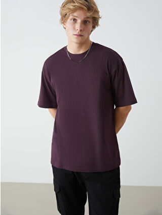 ともよ XSIDE Mürdüm Bisiklet Yaka Penye Erkek Tişört - W50162Z8-UV2 | LCW