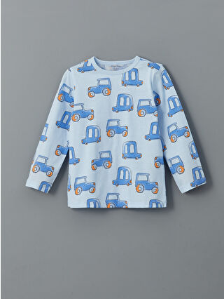 Açık Mavi Baskılı