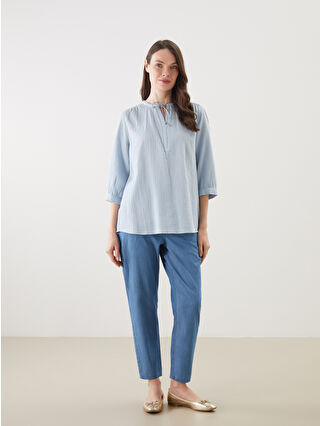 【momoさん専用】BLUELEA Jacquard blouse(サックス) LCW Grace Notch Neck Floral Women's Blouse -S53332Z8-SWE