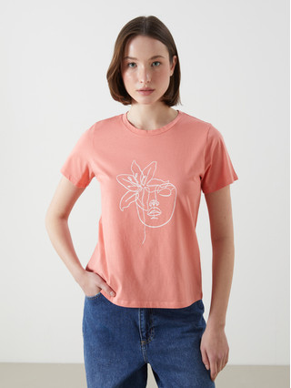 LCWAIKIKI Basic Woman Coral T-shirt - S5JD43Z8-GAW | LC Waikiki