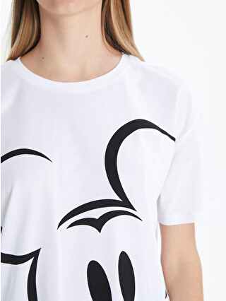 XSIDE Bisiklet Yaka Mickey Mouse Baskılı Kadın Tişört - S5JH69Z8