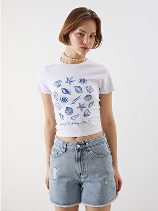 XSIDE Crew Neck Printed Short Sleeve Women's T-shirt - S5JK91Z8