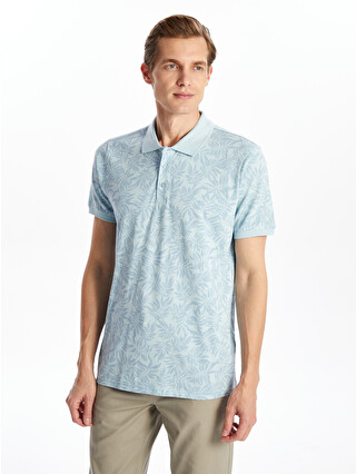 LCWAIKIKI Classic Mavi Polo Yaka Kısa Kollu Desenli Pike Erkek