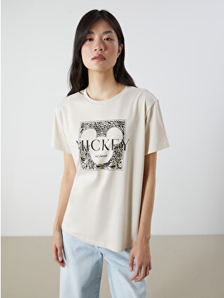 LCWAIKIKI Classic Crew Neck Mickey Mouse Printed Women's T-Shirt