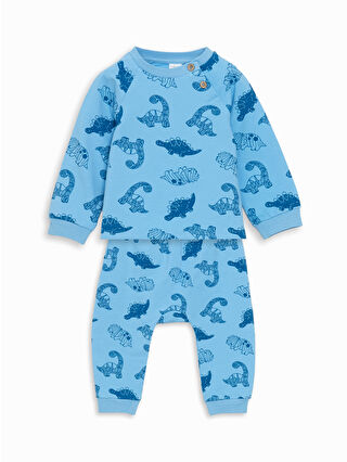 لون أزرق باهت مطبوع