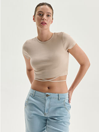 新品未使用 jimwagスキントップス ベージュ XSIDE Woman BEIGE T-Shirt -S5LT58Z8-FF7 - LC Waikiki