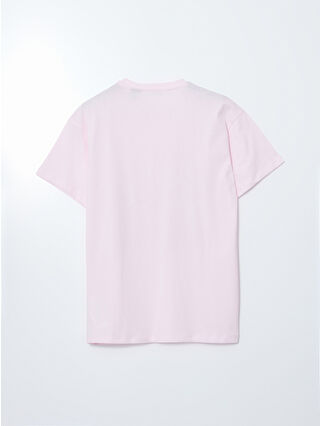 XSIDE Pembe Bisiklet Yaka Winnie the Pooh Baskılı Kadın Tişört