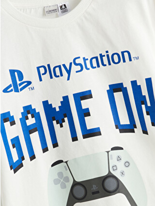 LCW Kids Beyaz Bisiklet Yaka PlayStation Baskılı Erkek Çocuk
