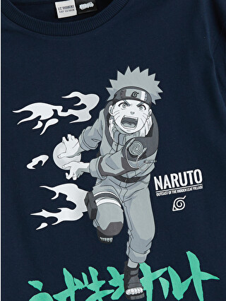LCW Kids Lacivert Bisiklet Yaka Naruto Baskılı Erkek Çocuk Tişört