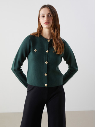 LCW Vision Crew Neck Women's Knitwear Cardigan - S5MH87Z8-D5V | LC