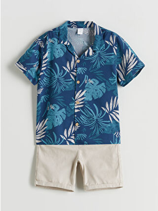 Koyu İndigo Baskılı