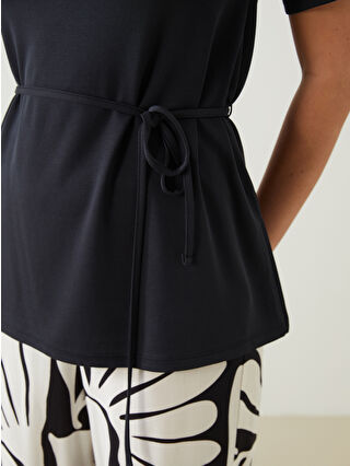 m.y.t★ LCWAIKIKI Classic Siyah Bisiklet Yaka Kadın Tişört - S5MY98Z8-CVL