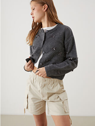 XSIDE Bisiklet Yaka Kurdele Detaylı Kadın Triko Hırka - S5N004Z8