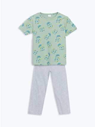 لون أخضر فاتر مطبوع