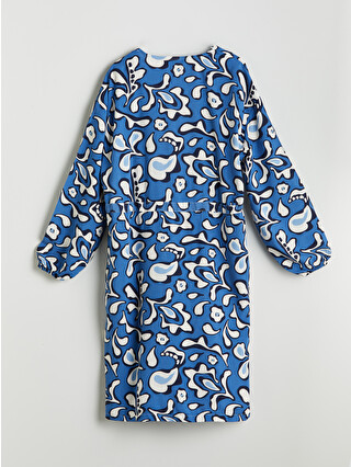 LCW Modest Mavi Şal Yaka Desenli Oversize Kadın Kimono - S5NV93Z8
