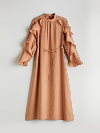 LCW Modest Pembe Dik Yaka Fırfır Detaylı Elbise - S5OC52Z8-VYU | LCW