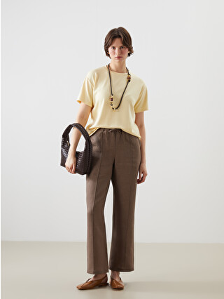 LCWAIKIKI Classic 100% Linen Women's Elastic Waist Trousers