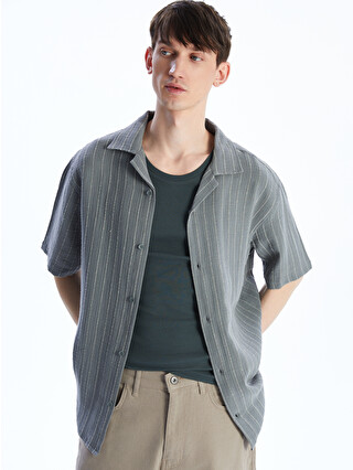 XSIDE Relaxed Fit Short Sleeve Muslin Men's Shirt - S5OJ37Z8-LFY