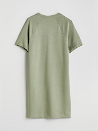 よよよ LCW Comfort Yeşil Bisiklet Yaka Tişört Elbise - S5OS76Z8-ZKX | LCW