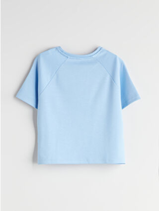 LCW Kids Mavi Bisiklet Yaka Soft Touch Kız Çocuk Tişört - S5PE05Z4