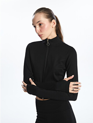XSIDE ACTIVE Siyah Dik Yaka Kadın Fermuarlı Sweatshirt - S5PH52Z8